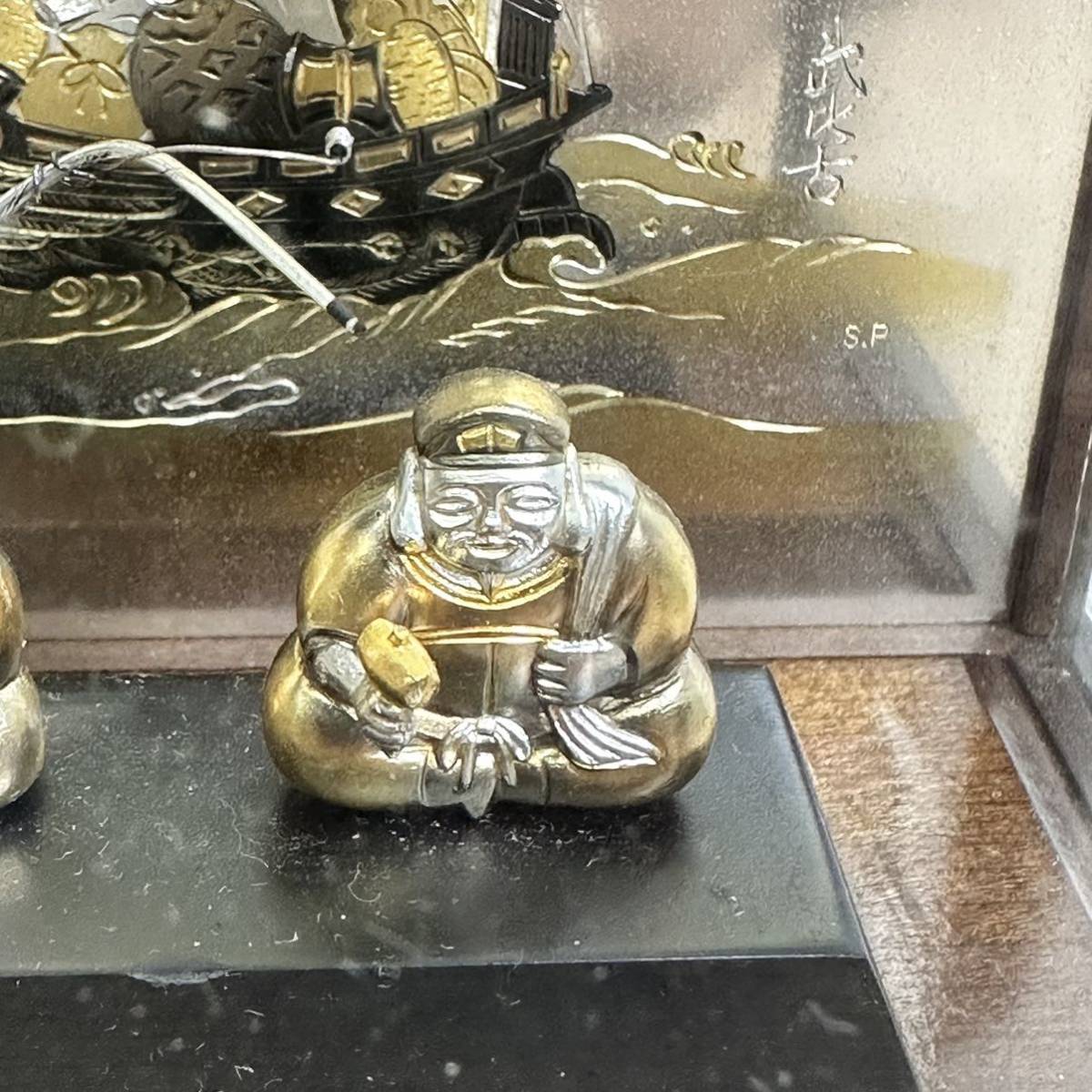 武比古作 純銀 恵比寿天 大黒天 宝船 置物 インテリア 縁起物 刻印有り