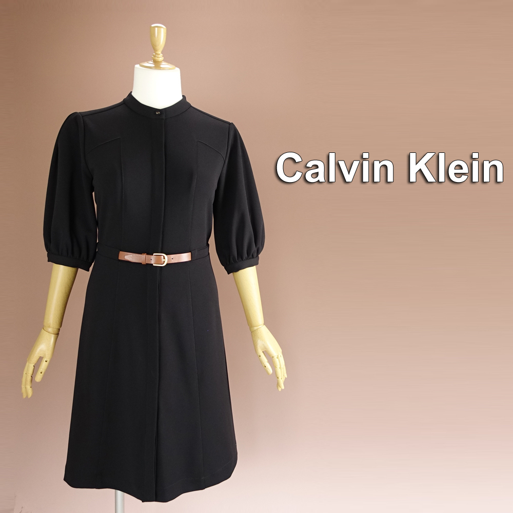 新品 カルバンクライン 10/15号 黒 五分袖 ワンピース パーティドレス 長袖 ブラック 結婚式 二次会 披露宴 フォーマル お呼ばれ 輝38X3006