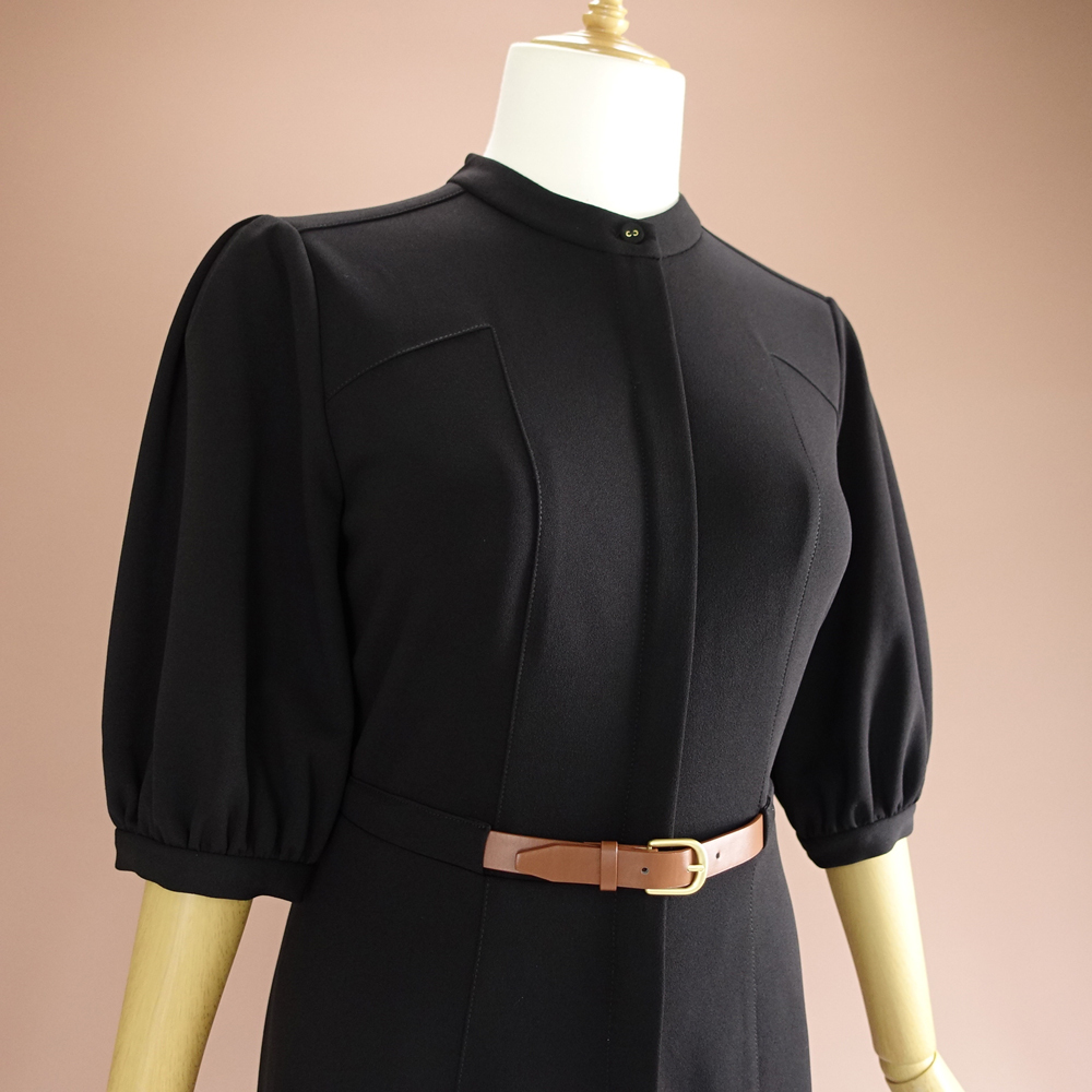 新品 カルバンクライン 10/15号 黒 五分袖 ワンピース パーティドレス 長袖 ブラック 結婚式 二次会 披露宴 フォーマル お呼ばれ 輝38X3006