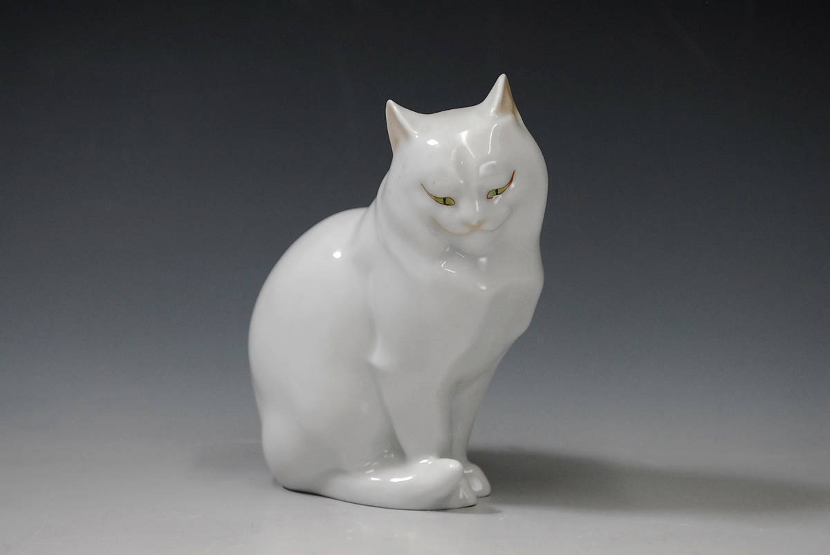 ヘレンド HEREND ヘレンド キャット 置物 フィギュリン 箱無 ○ 白猫