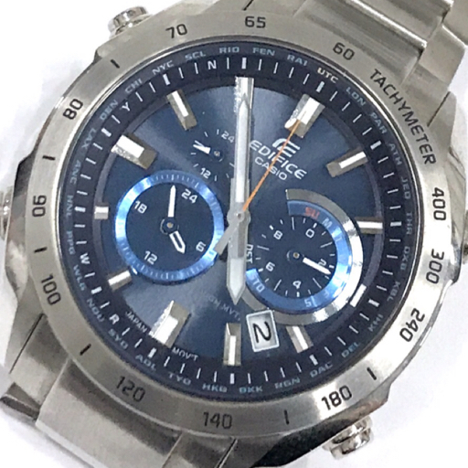 カシオ 電波 腕時計 EDIFICE EQW-T620 クロノグラフ 紺文字盤 MULTI