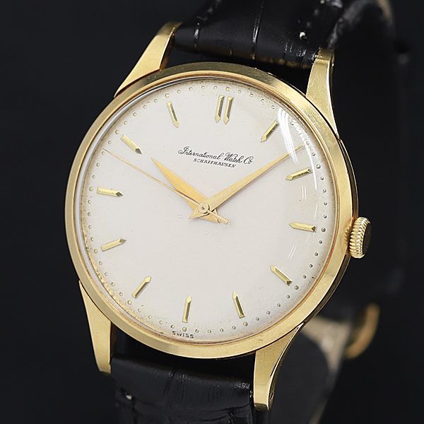 1円 稼働 手巻き 良品 IWC トップ18K/750 33.8ｇ シルバー文字盤 メンズ腕時計 KRK 0077110