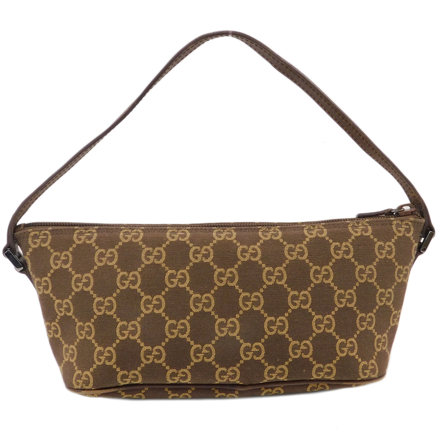美品✨　グッチ　アクセサリーポーチ　ggキャンバス　レザー　ロゴ　ダークブラウン GUCCI グッチ バッグ GGキャンバス アクセサリーポーチ ダークブラウン