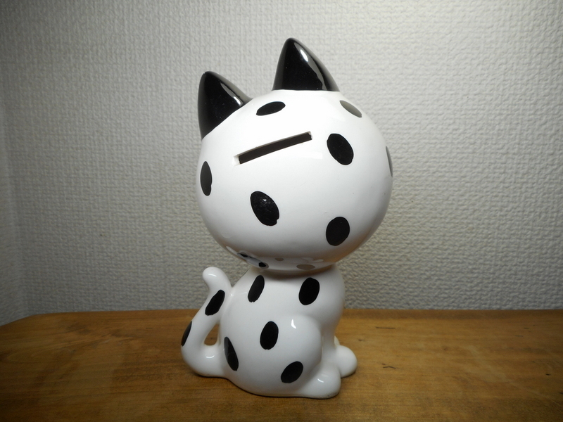 内藤ルネ 陶器 ネコ 貯金箱 昭和レトロ 猫 陶器製 置物 貯金箱 雑貨