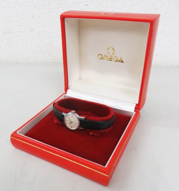 M341★OMEGA オメガ Geneve ジュネーブ 手巻き ラウンド レディース 腕時計 ジャンク品 ケース付★10