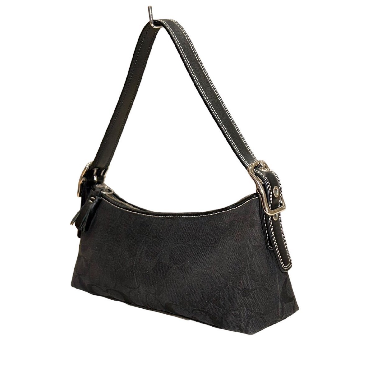 COACH コーチ シグネチャー柄 黒色 ワンショルダーバッグ 8K01 ハンドバッグ