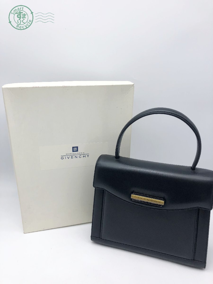 11321587　▽ GIVENCHY ジバンシィ レザー 牛革 ワンハンドル ハンドバッグ レディース ブラック系 黒 中古品 ヴィンテージ 金具