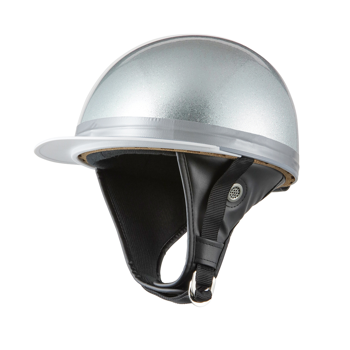 ヘルメット コルク半 シルバーラメ 新品 白ツバ 原付・スクーター SG 