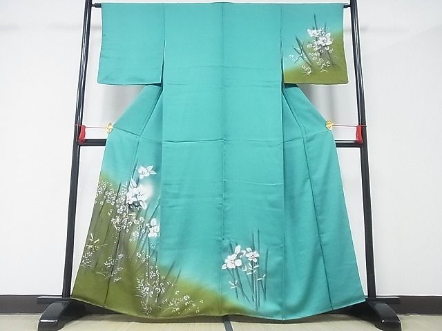 訪問着 暈し染め 草花文様 金彩　袷 4点セット 平和屋-こころ店□訪問着 草花文 竹 暈し染め 金彩 着丈160cm