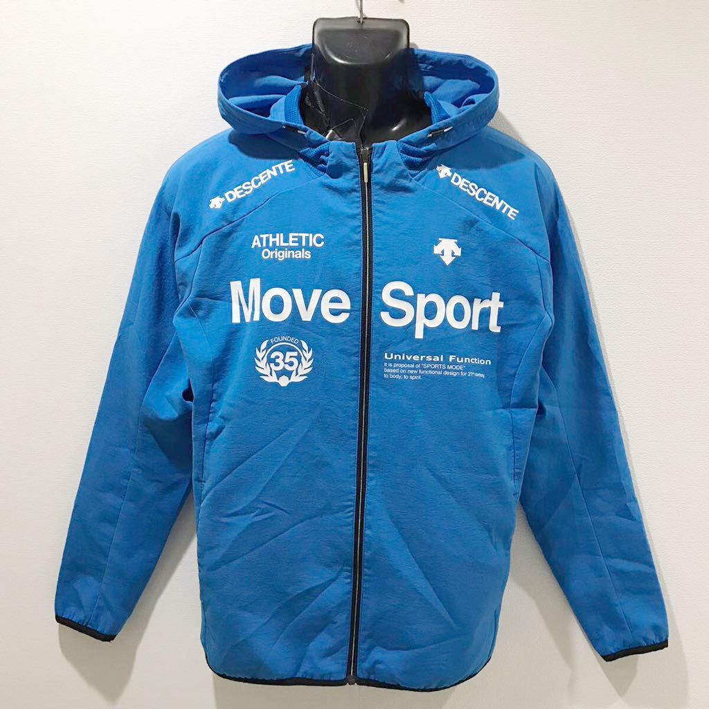 デサント/MOVE SPORT☆ウインドブレーカー☆パーカー/ストレッチ☆ナイロンジャケット/ジャージ/青白/L