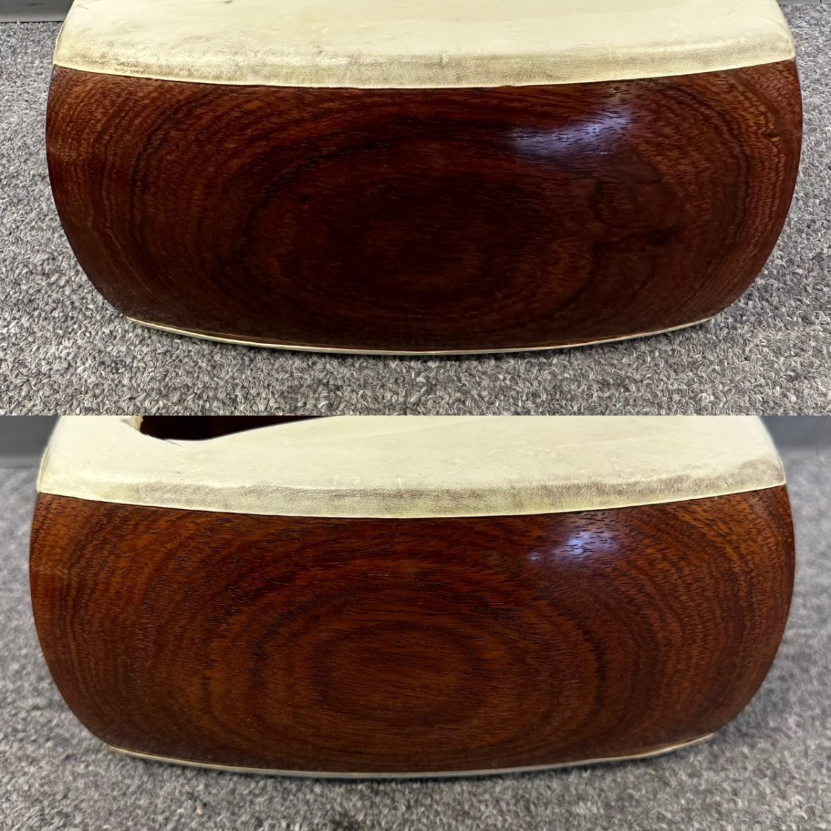W608-I56-18 三味線 中棹 紫檀? 子持ち綾杉胴 金細 全長約98cm 棹幅約