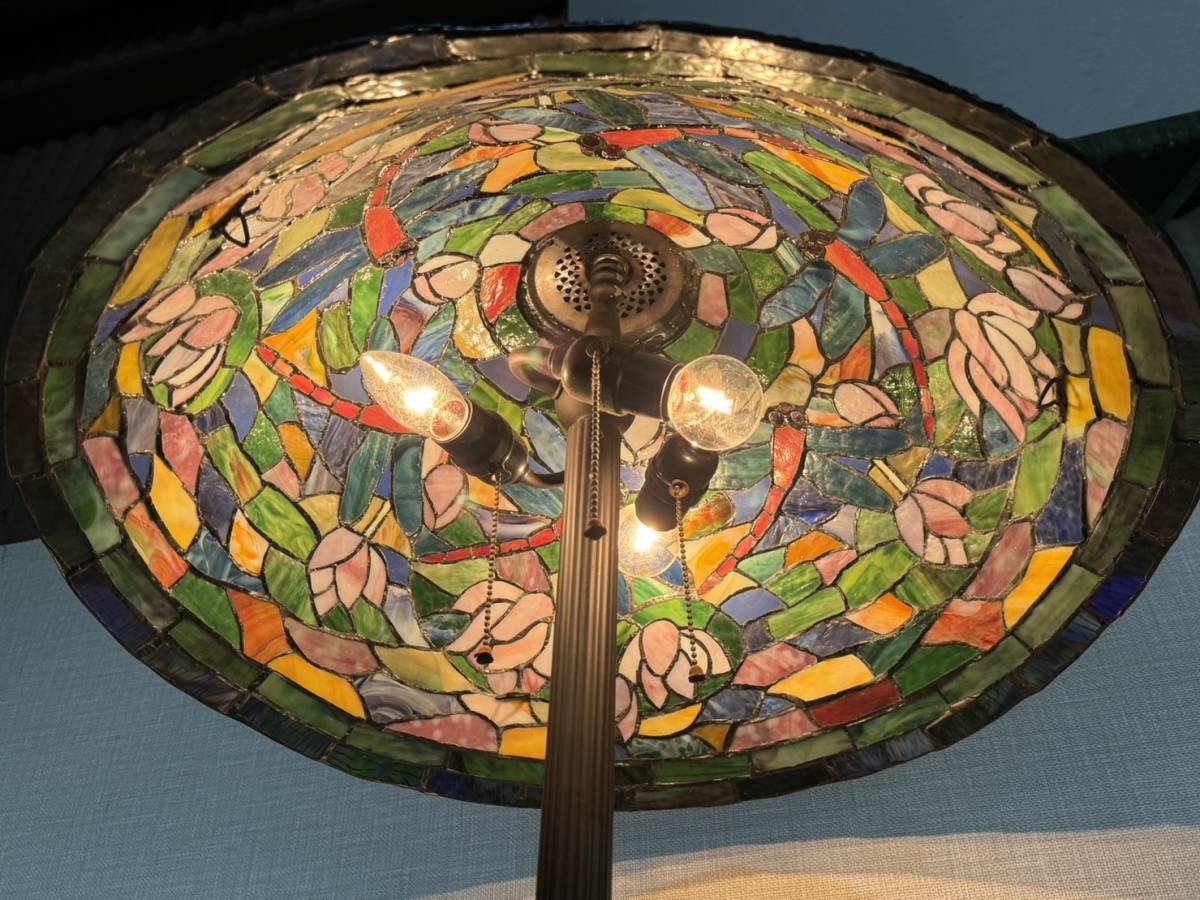 （M233)　ステンドグラス フロア スタンド ランプ ナイト スタンドライト 照明 アンティーク ヴィンテージ　高さ　165㎝ 間接照明 フロア A002533ステンドグラスフロアライト フロアランプ 照明器具 書斎