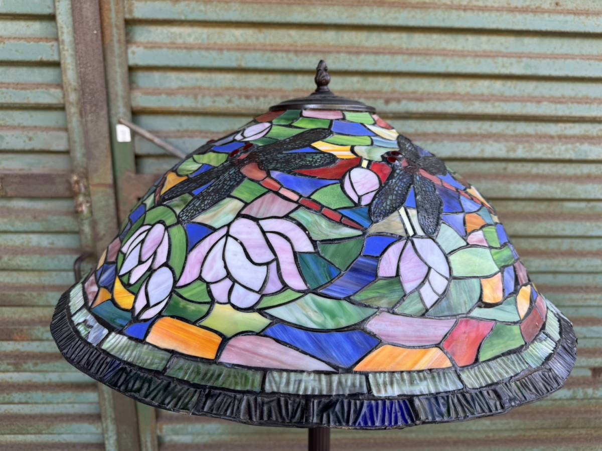 （M233)　ステンドグラス フロア スタンド ランプ ナイト スタンドライト 照明 アンティーク ヴィンテージ　高さ　165㎝ 間接照明 フロア A002533ステンドグラスフロアライト フロアランプ 照明器具 書斎