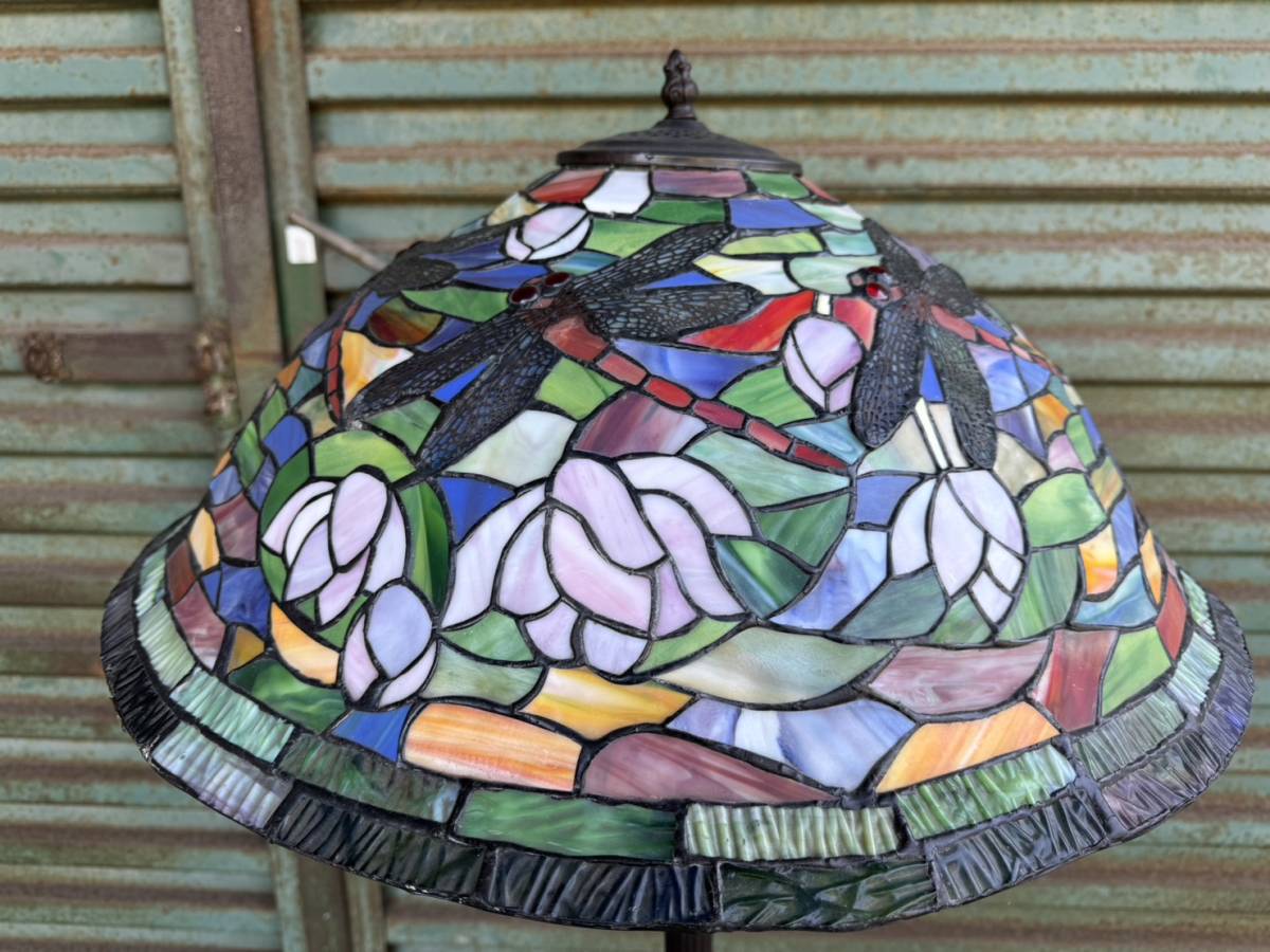 （M233)　ステンドグラス フロア スタンド ランプ ナイト スタンドライト 照明 アンティーク ヴィンテージ　高さ　165㎝ 間接照明 フロア A002533ステンドグラスフロアライト フロアランプ 照明器具 書斎