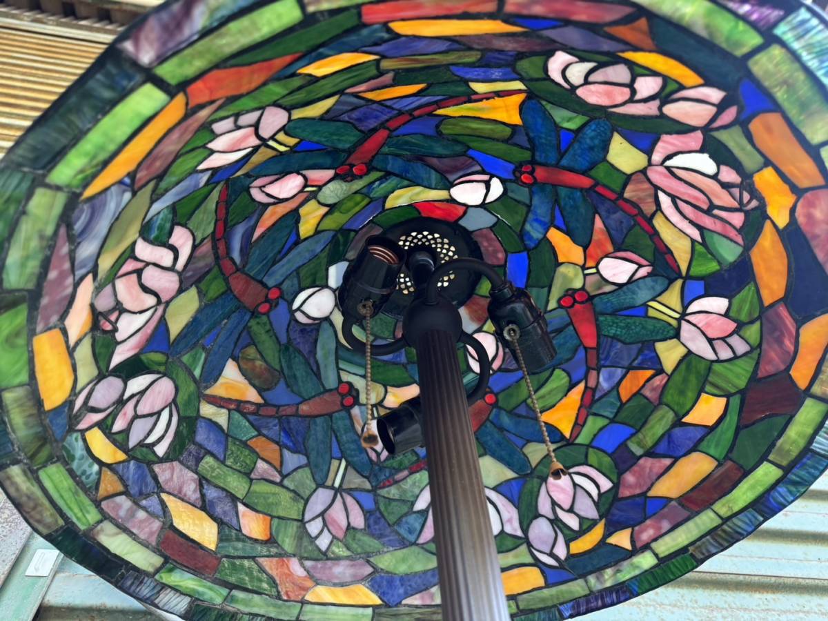 （M233)　ステンドグラス フロア スタンド ランプ ナイト スタンドライト 照明 アンティーク ヴィンテージ　高さ　165㎝ 間接照明 フロア A002533ステンドグラスフロアライト フロアランプ 照明器具 書斎