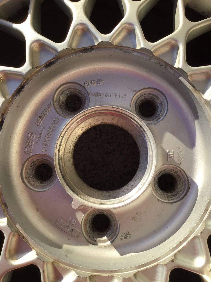 BBS RS137 RS225 前後違いアルミホイール 16×7J.8J+45 114.3-5H 中古品