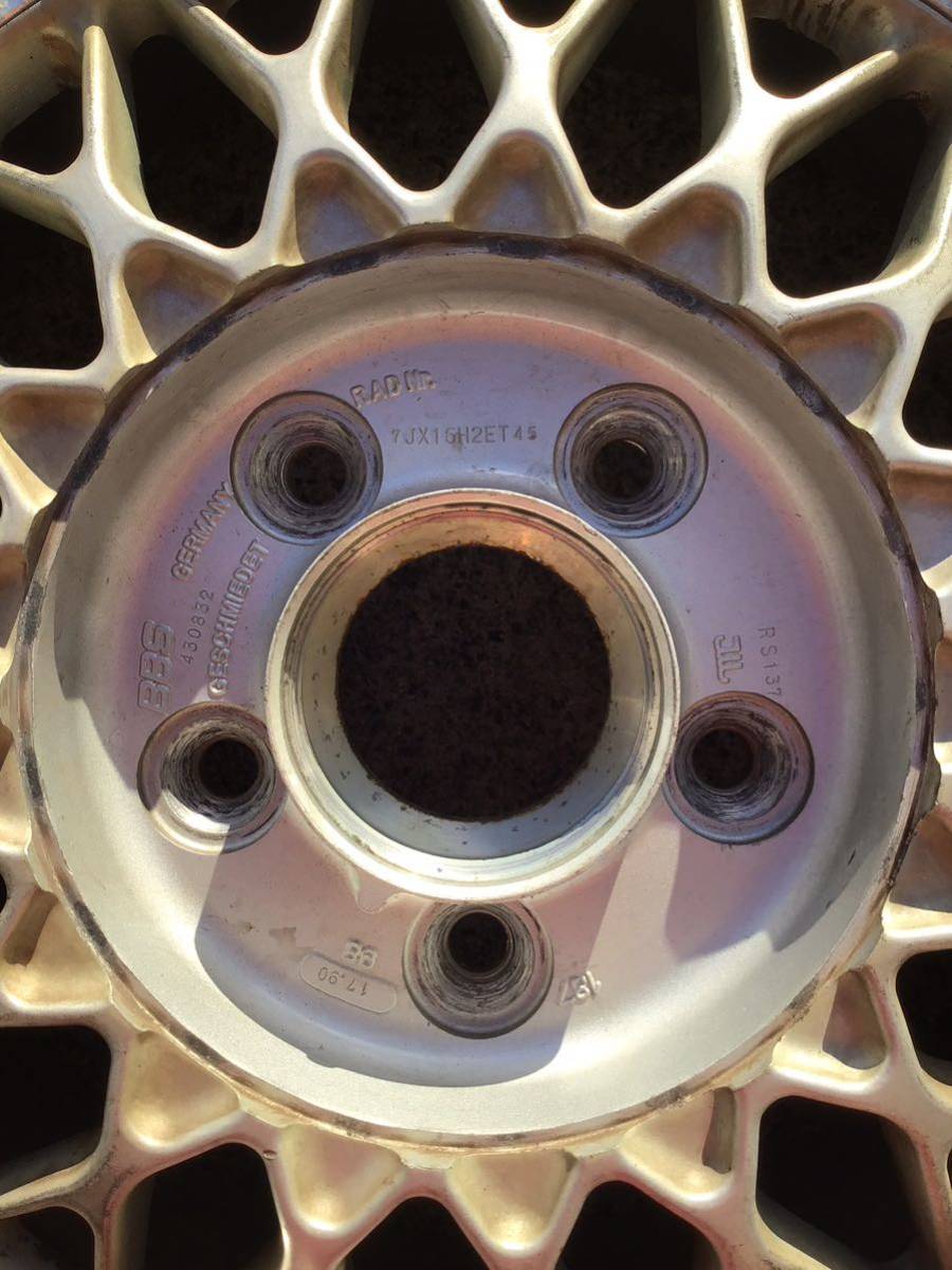 BBS RS137 RS225 前後違いアルミホイール 16×7J.8J+45 114.3-5H 中古品
