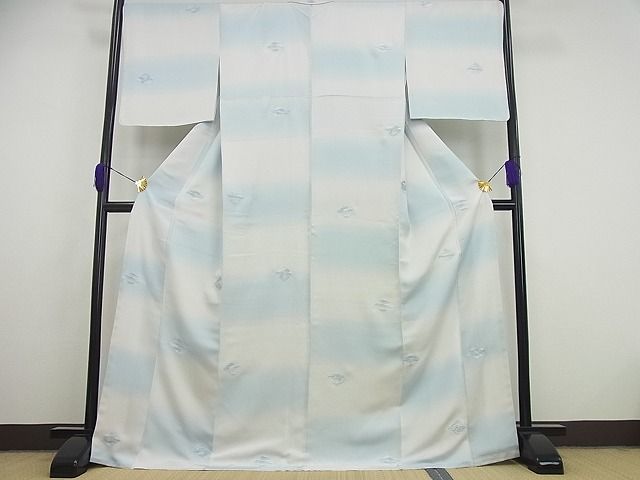 平和屋1□極上 小紋 総刺繍 吉祥菱文 銀糸 逸品 未使用3s4957