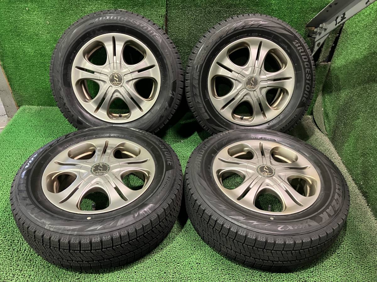 函館発☆最落なし!【社外ホイール☆15インチセット】15×6 PCD100/114.3 5穴マルチ ブリヂストン 195/65R15 2022年製 冬タイヤ