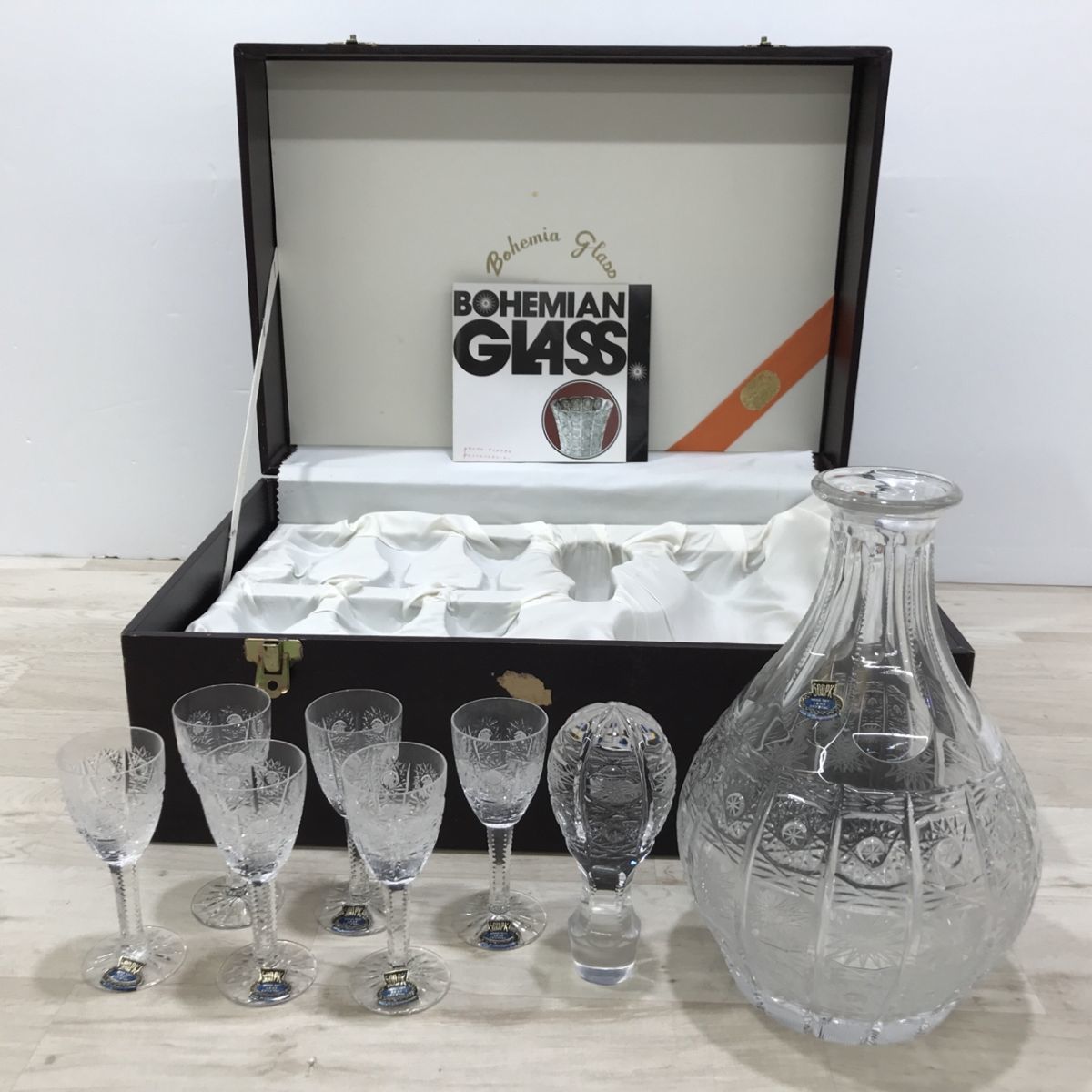 Bohemia ボヘミア 500PK カットガラス ワイングラス 6客 デキャンタ