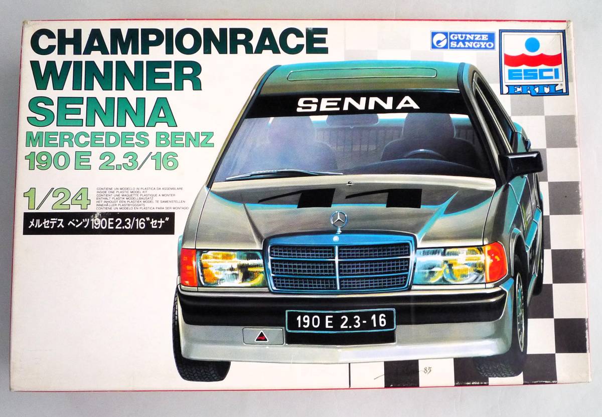 ★☆【定形外OK】未組立!ESCI/ERTL/グンゼ産業 1/24 メルセデス ベンツ190E 2.3/16 セナ~1988年製!~内袋未開封品【同梱可】[FK15A31]☆★
