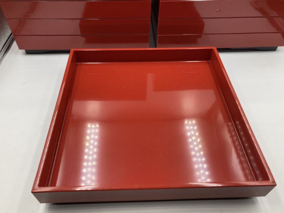 八寸盆 漆器 紅色 10枚 日本料理 懐石料理 美品 前菜 祝 懐