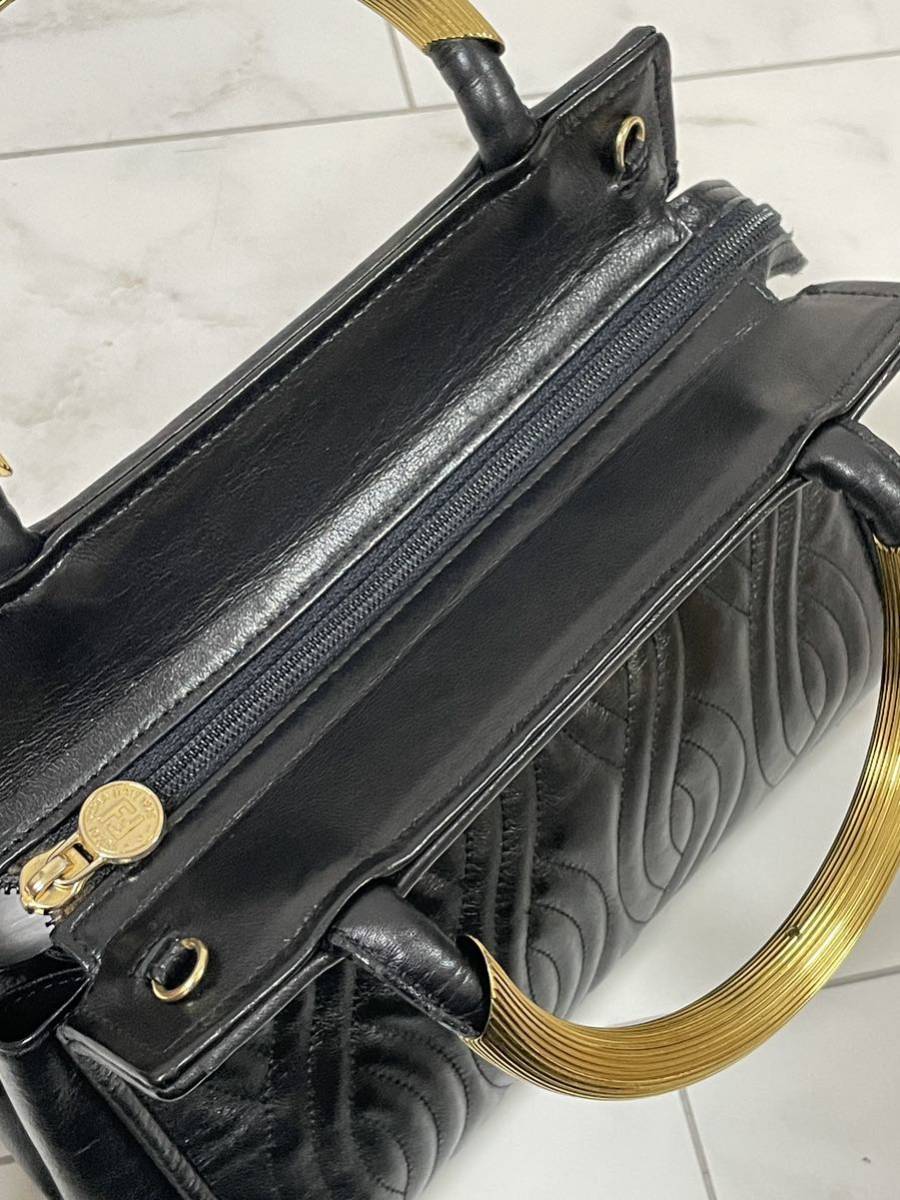 FENDI スパイラル ハンドバッグ オールレザー ブラック ヴィンテージ 黒 美品 フェンディ スパイラルパスタ ハンドバッグ 【公式通販】