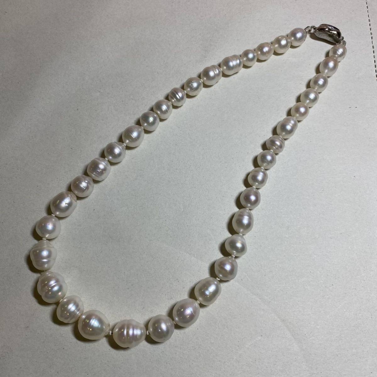 ☆南陽真珠　白蝶真珠　ネックレス　9.2-14.5mm　37P　重量67.7g　パール　アクセサリー☆B-3