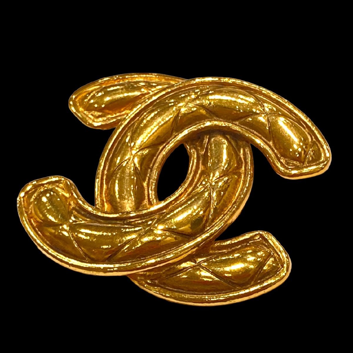 CHANEL シャネル マトラッセ ブローチ ヴィンテージ ココマーク ゴールドカラー 1152