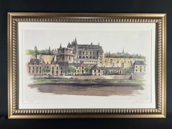美術品・アンティーク・コレクション 絵画 リトグラフ大 城塞