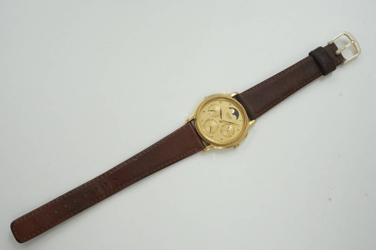 ☆【SEIKO】セイコー 7F38-6180 ムーンフェイズ QZ メンズ 腕時計 社外 