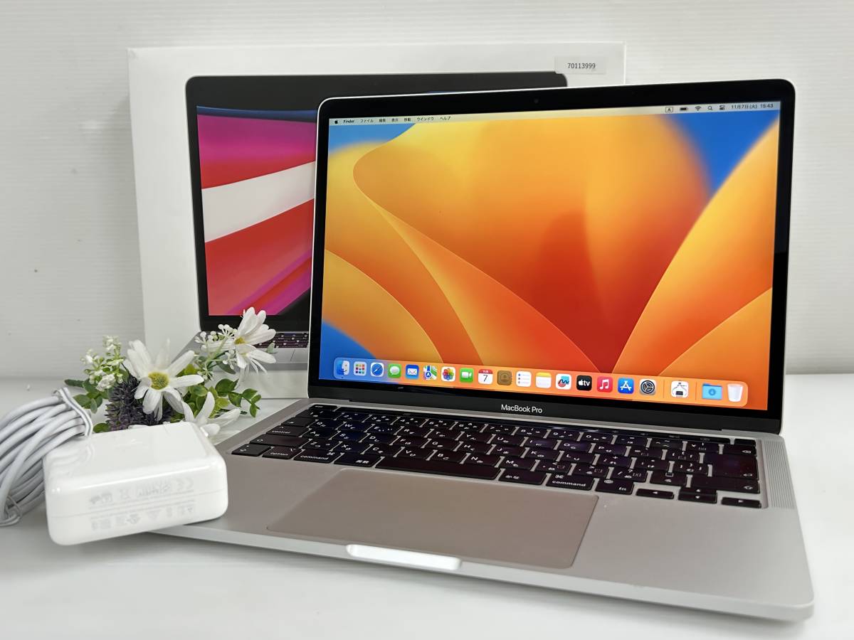 【美品 13.3インチ】Apple MacBook Pro(13-inch， M1，2020) A2338 apple M1チップ/RAM:16GB/SSD:2TB Ventura タッチバー AC付き 動作品
