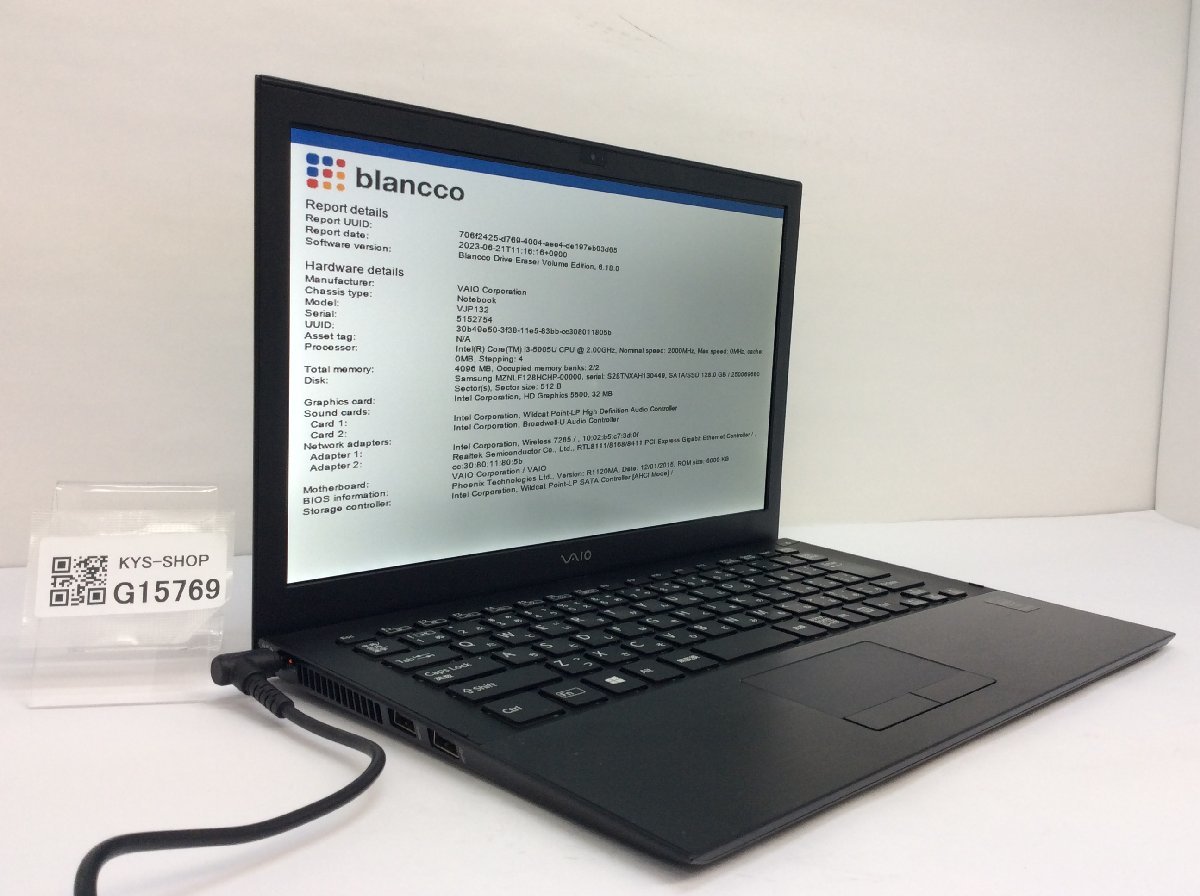 ジャンク/ VAIO VJP132 Intel Core i3-5005U メモリ4.1GB SSD128.03GB