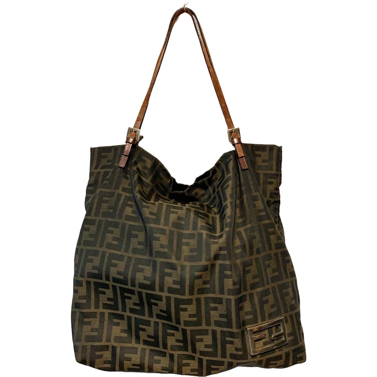 1円スタート■ 良品 FENDI フェンディ ズッカ柄 トートバッグ イタリア製 FF金具 SV