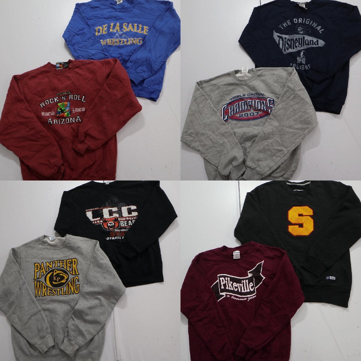 ◎カラー系スウェットMIX set アメカジ プリント 他 (メンズS) 8枚セット まとめ売り 古着卸 1円スタート SW12 MQ6004