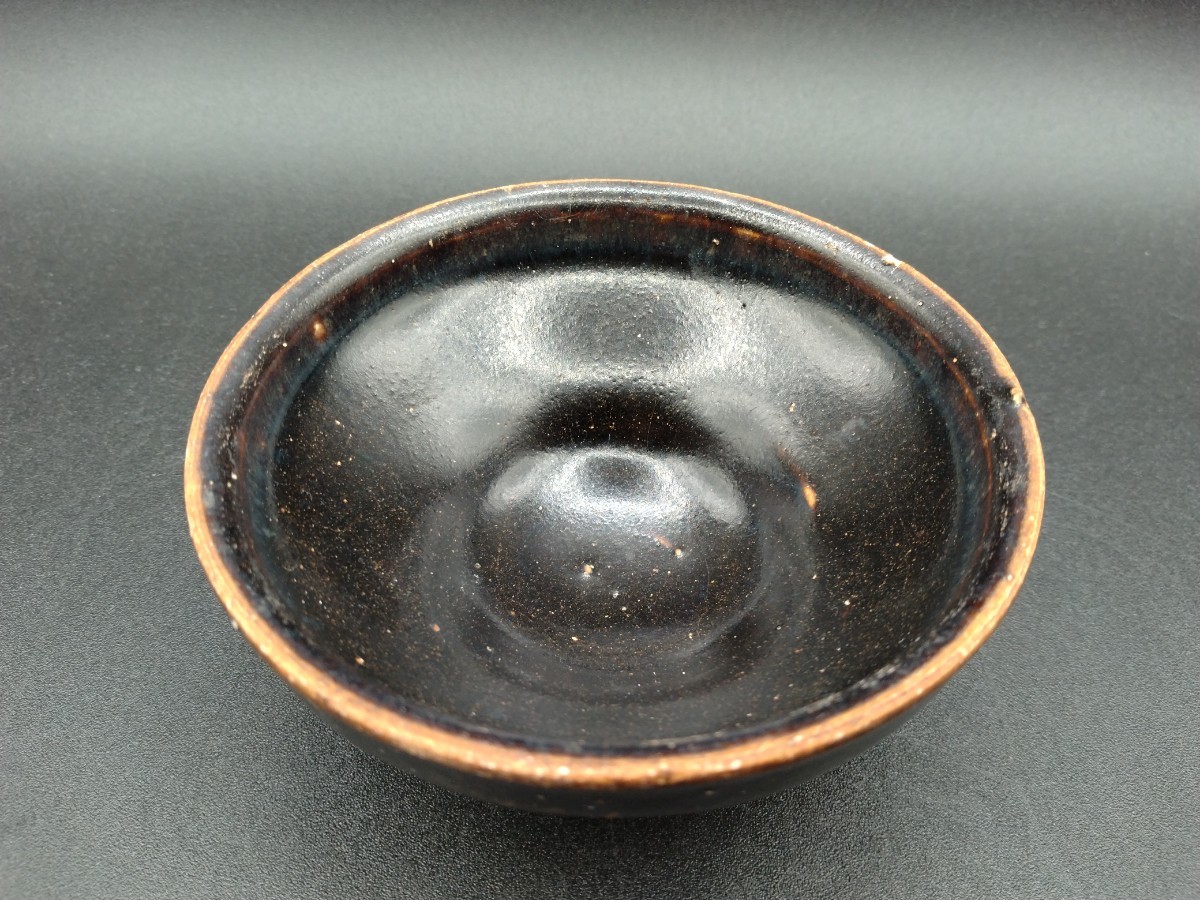 中国 古玩 宋時代 倣建盞 黒釉 天目茶碗 河南天目 古美術 骨董 【2-b