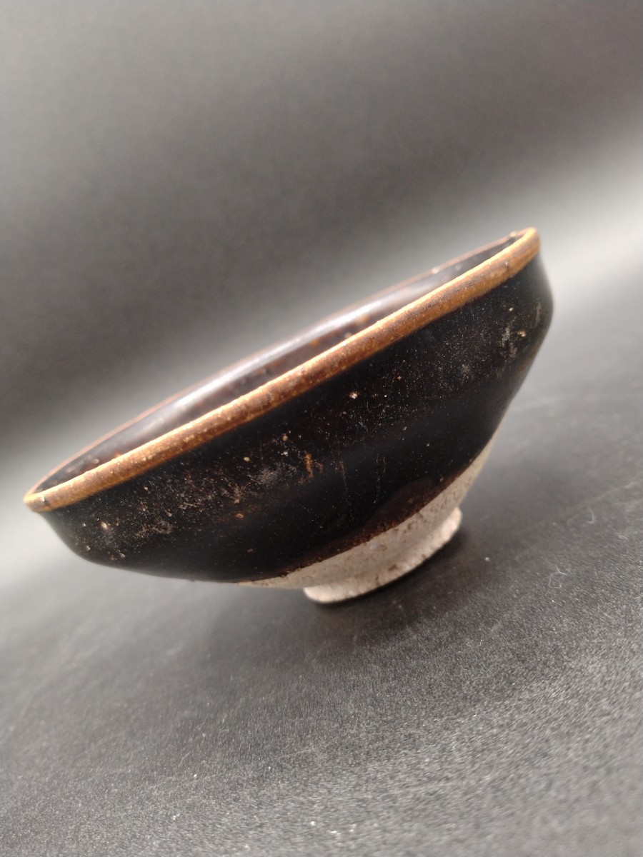 中国 古玩 宋時代 倣建盞 黒釉 天目茶碗 河南天目 古美術 骨董 【2-b