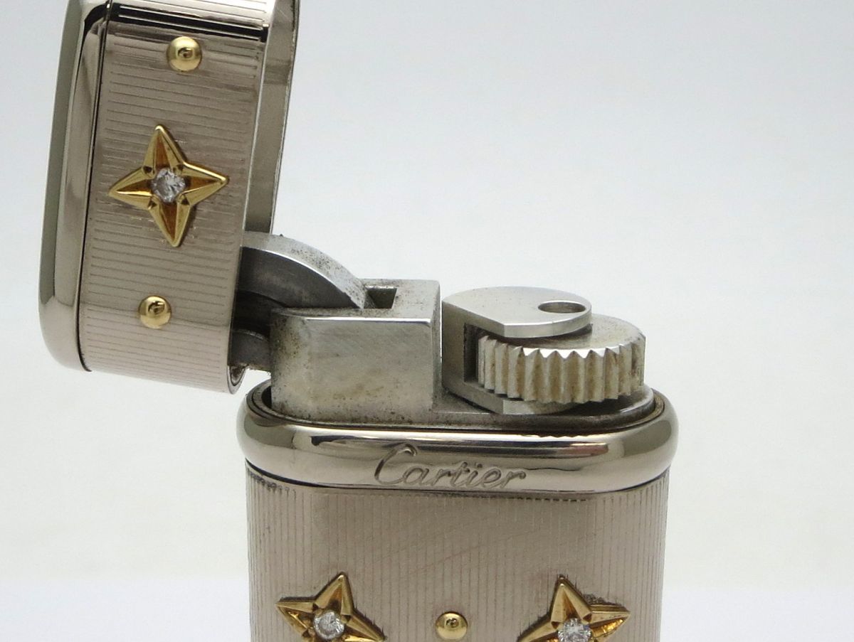 1000円スタート ミニライター Cartier カルティエ 30周年記念 世界30個限定 12Pダイヤ 750刻印 総重量約87.0g スター 星 18金 WHO J60010 カルティエ ガスライター Cartier
