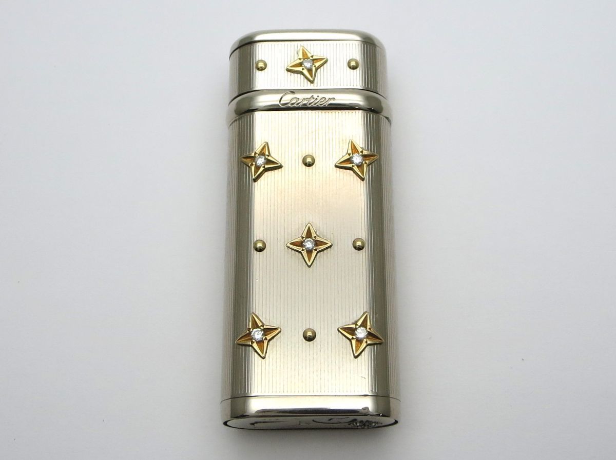 1000円スタート ミニライター Cartier カルティエ 30周年記念 世界30個限定 12Pダイヤ 750刻印 総重量約87.0g スター 星 18金 WHO J60010 カルティエ ガスライター Cartier