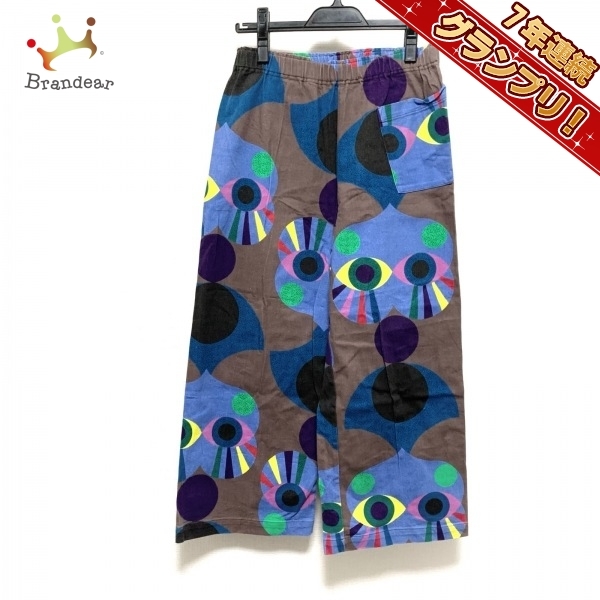 ミー/イッセイミヤケ me パンツ - ブルー×ブラウン×マルチ レディース フルレングス ボトムス