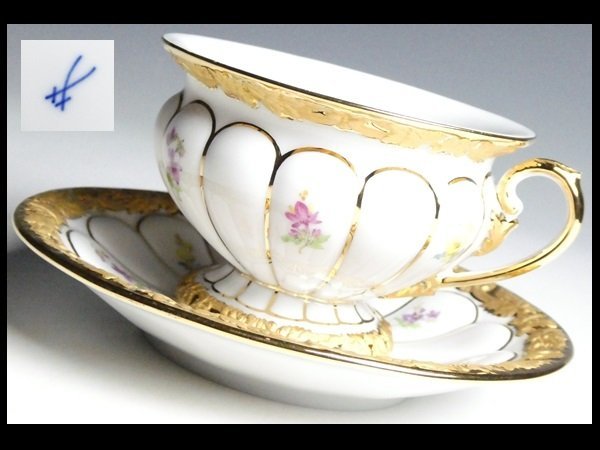  n794 Meissen マイセン 高級シリーズ Xフォーム グランツゴールド レリーフ 宮廷小花絵 大型 カップ＆ソーサー ①(マイセン)｜売買されたオークション情報、yahooの商品情報をアーカイブ公開 - マイセン