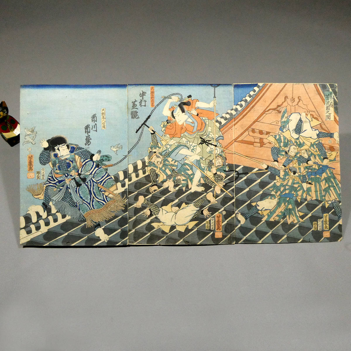 芳流閣 楼上の決闘 落合芳幾 江戸時代 木版浮世絵 里見八犬伝 芳流閣之