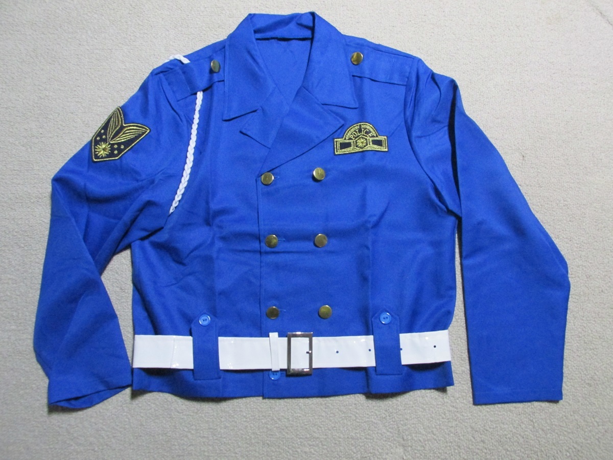 メンズ 白バイ乗車服制服☆レプリカ☆黒合成皮革☆手袋付き