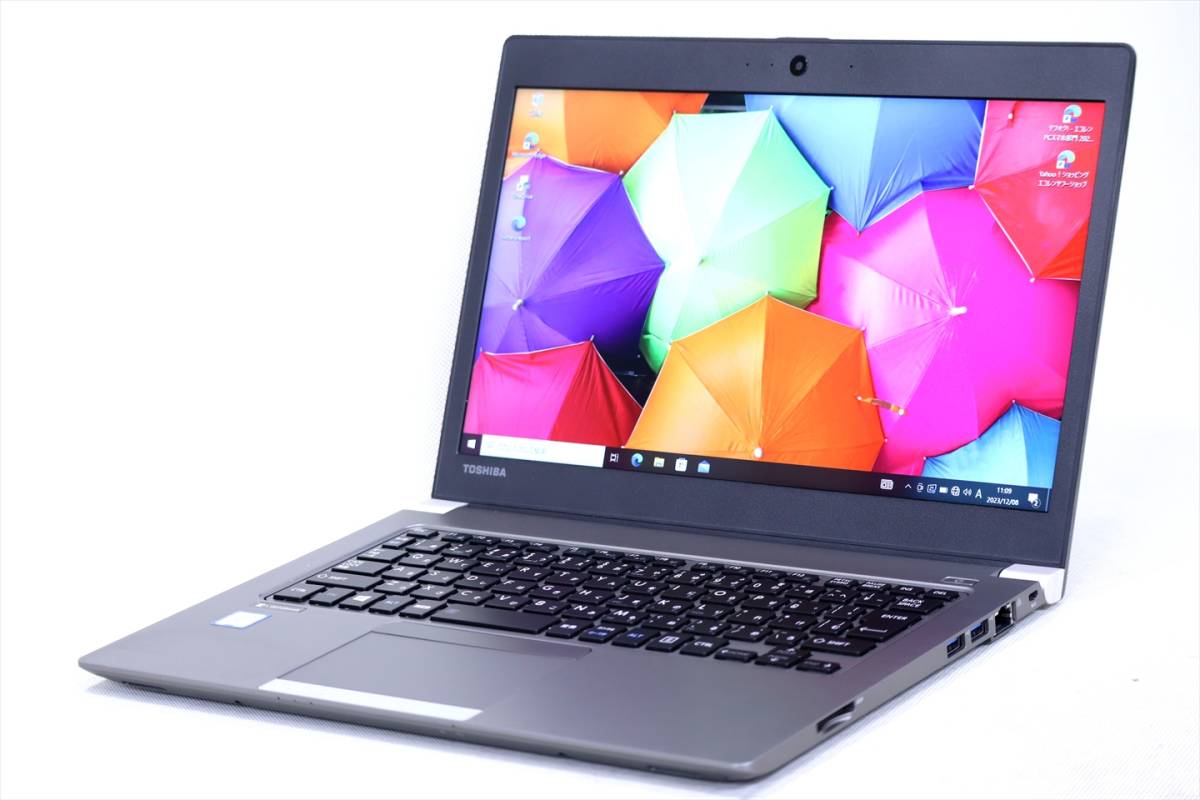 【1円～】2019年工場出荷モデル！Office2021搭載快速PC！dynabook R63/J i5-8250U メモリ8G SSD256G 13.3型FHD カメラ Win10