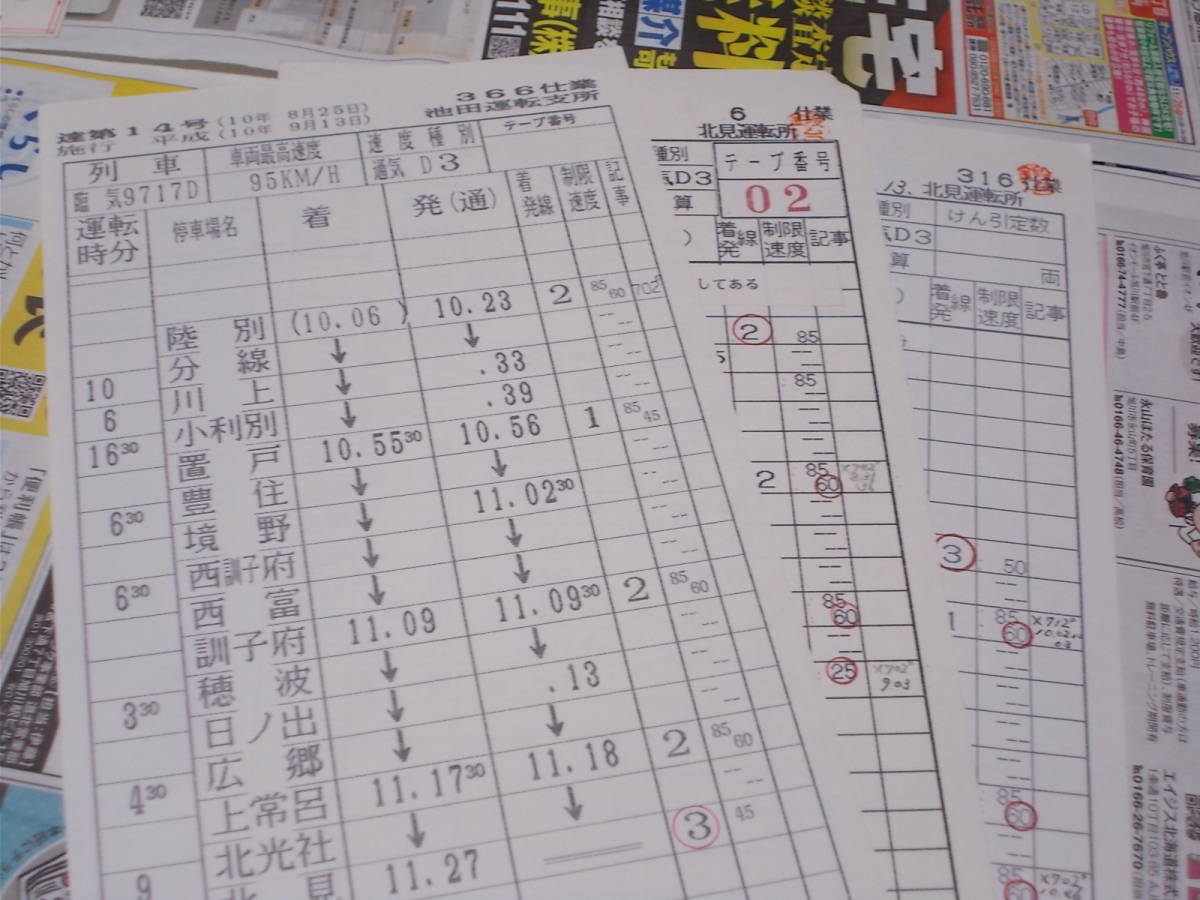 ☆運転士さんの時刻表「池田運転支所・北見運転所」3枚☆ -