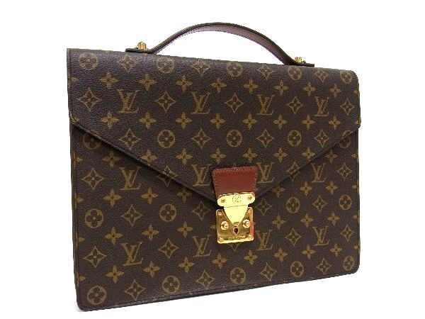1円 ■美品■ LOUIS VUITTON ルイヴィトン M53338 モノグラム ポルトドキュマン バンドリエール ビジネスバッグ ブラウン系 AV3703