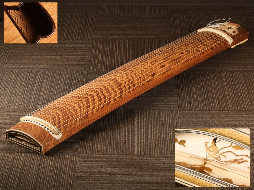 流】和楽器 くり甲綾杉彫蒔絵付琴 KR396○ 【公式通販】