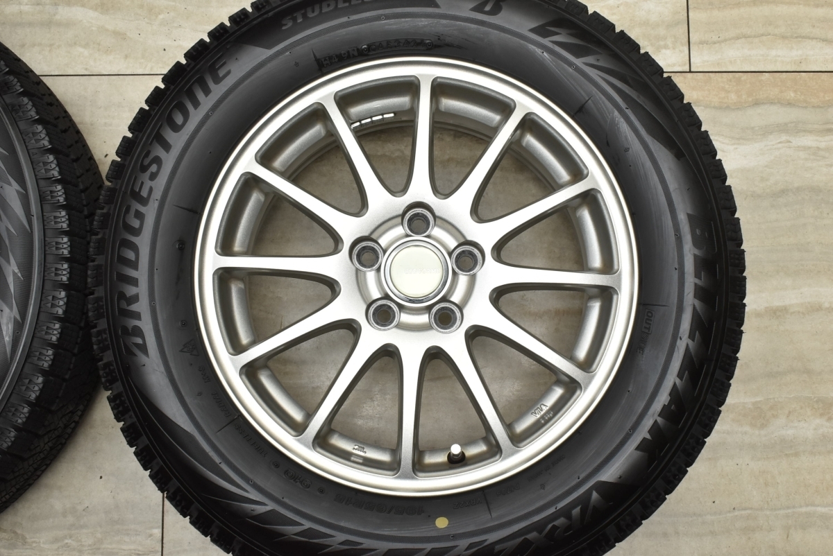 【バリ溝 美品】エコフォルム 15in 6J +43 PCD100 ブリヂストン ブリザック VRX2 195/65R15 プリウス カローラツーリング インプレッサ エコフォルム FORME ブリヂストン (エコフォルム) (ブリヂストン) 15inc