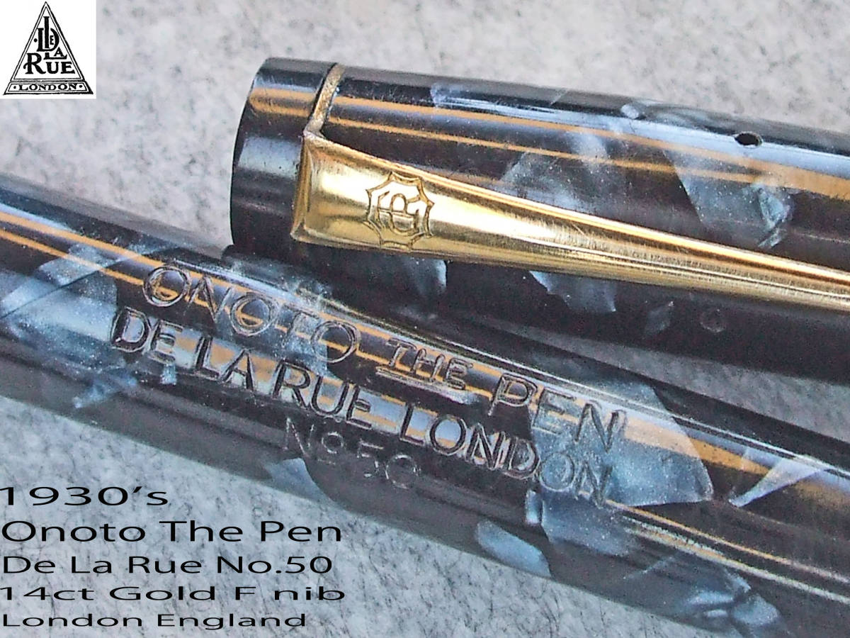 ◇OH済◇ 1930年代製 オノト・デラル No.50 ブルー 14金F ロンドン