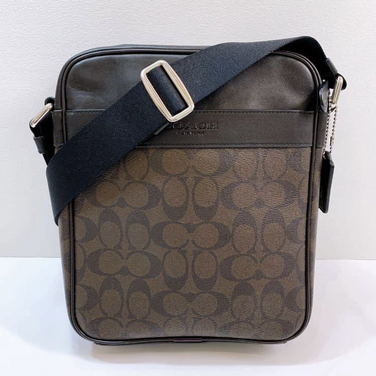 ✨美品✨ コーチ ショルダーバッグ シグネチャー　Cパッチ　PVC×レザー コーチ COACH ボディバッグ レザー PVC シグネチャー ブラック 【公式